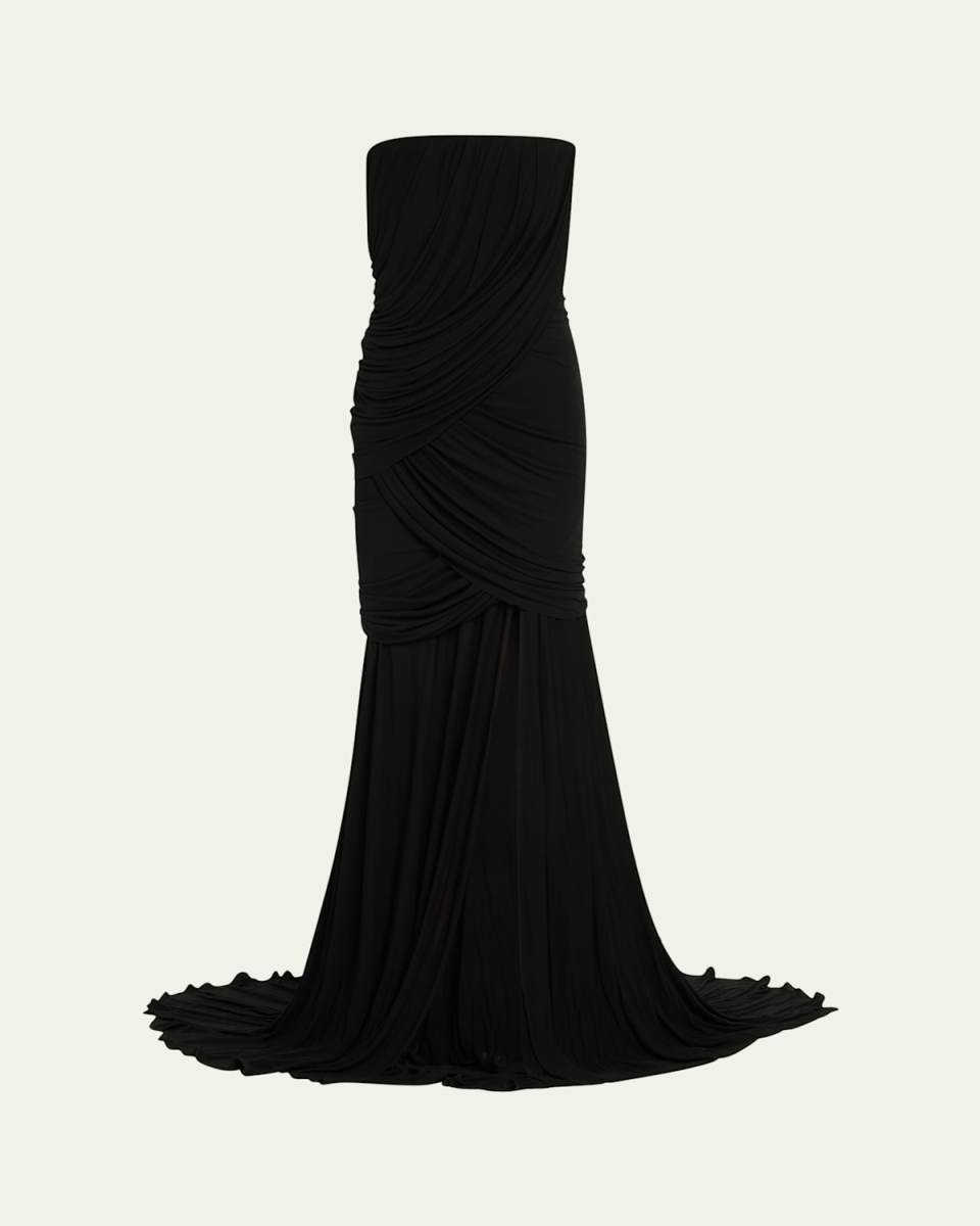 Rooney Draped Jersey Strapless Mermaid Gown